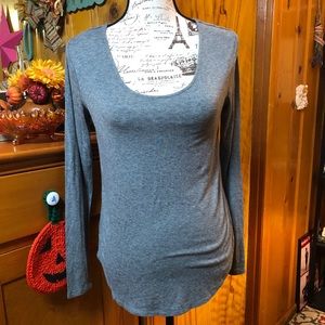 LOFT soft gray scoop neck
